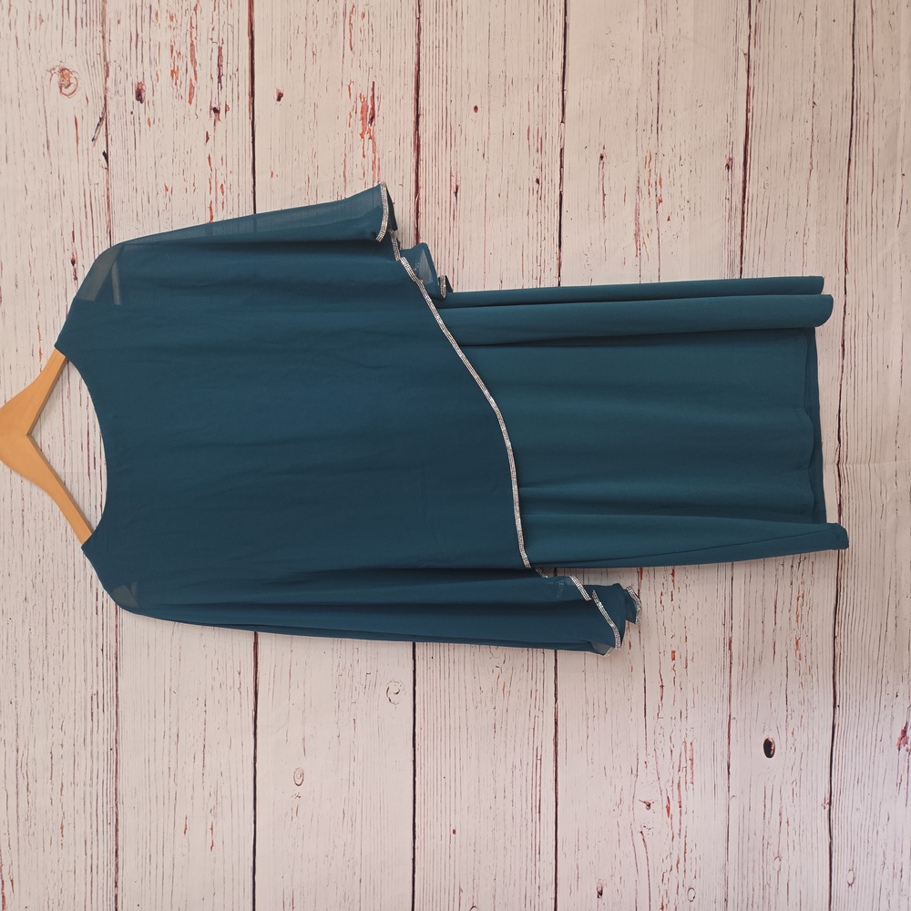 NWT MSK Teal Embellished Cape Overlay Dress Size M - Picture 9 of 14